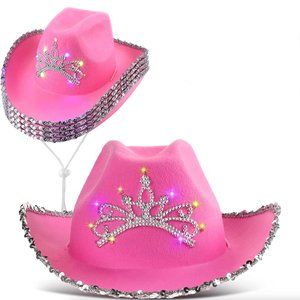 6 Hats---Light Up Cowgirl Hat Cowboy Hat with Tiara